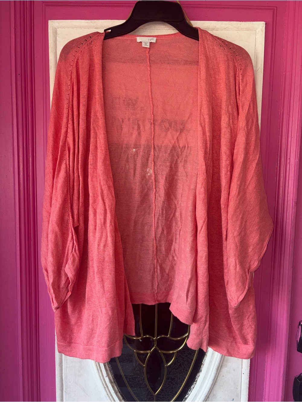 J. Jill Coral Open-Front Lightweight Cardigan